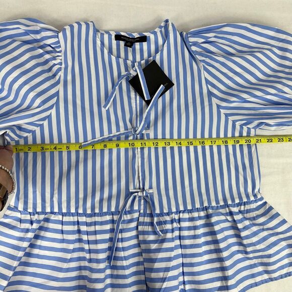 Marc New York Andrew Marc Blue White Striped Peplum Top NWT Medium - Picture 9 of 10